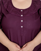 Purple Solid Plus Size Nightgown – Comfortable Sleepwear for Women