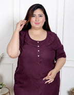 Purple Solid Plus Size Nightgown – Comfortable Sleepwear for Women