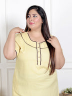 Beige Solid Plus Size Nightgown – Comfortable Sleepwear for Women