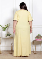 Beige Solid Plus Size Nightgown – Comfortable Sleepwear for Women