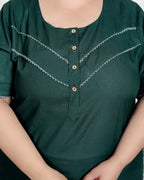 Green  Solid Plus Size Nightgown – Comfortable Sleepwear for Women