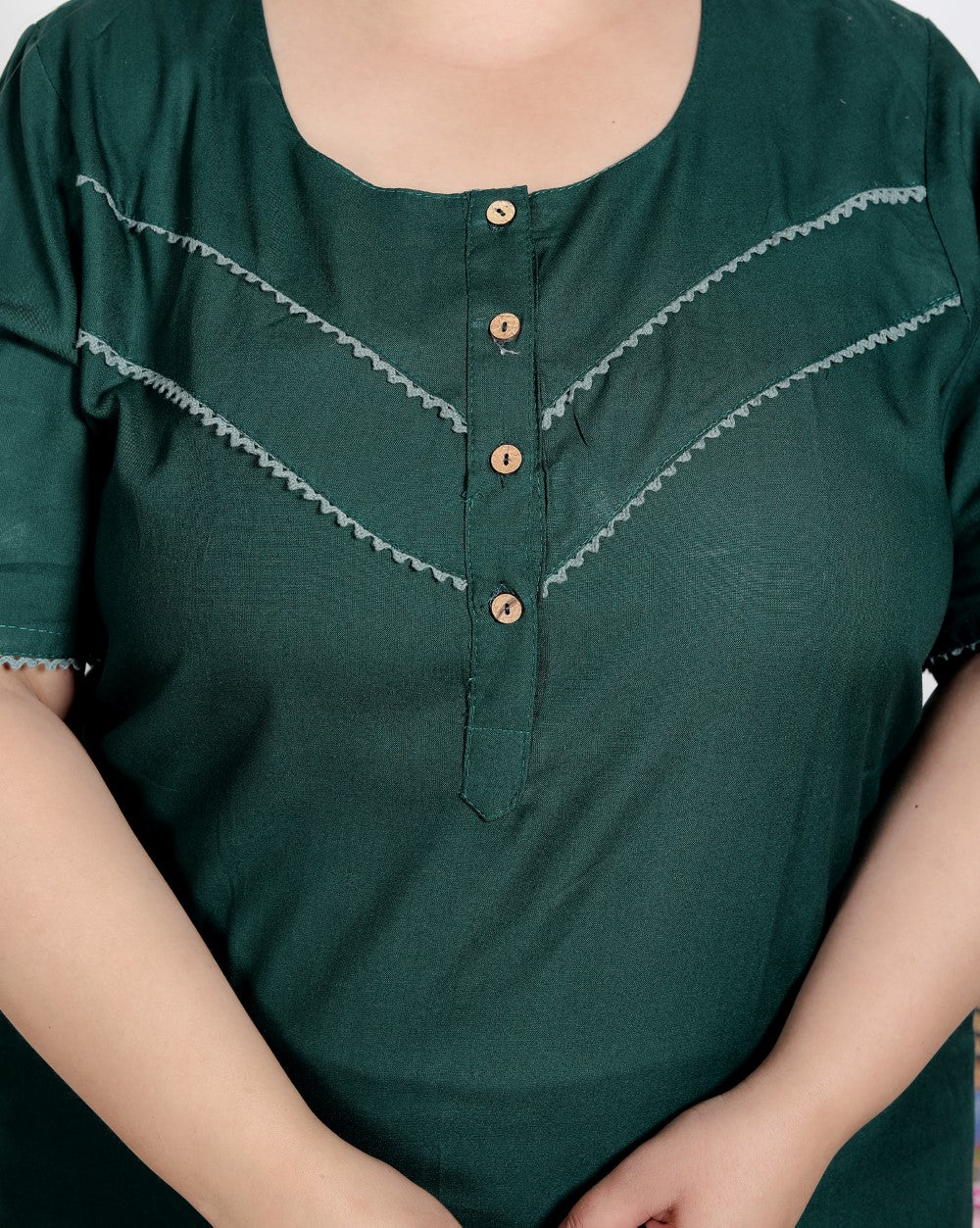 Green  Solid Plus Size Nightgown – Comfortable Sleepwear for Women