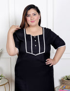 Black Solid Plus Size Nightgown – Comfortable Sleepwear for Women