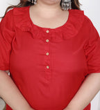 Red Solid Plus Size Nightgown – Comfortable Sleepwear for Women