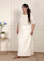 Off White Solid Plus Size Nightgown – Comfortable Sleepwear for Women