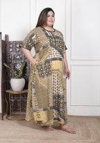 Green Floral Plus Size Nightgown – Comfortable Sleepwear for Women-430020