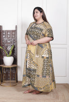 Green Floral Plus Size Nightgown – Comfortable Sleepwear for Women-430020