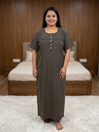 Black Cotton Floral Plus Size Nightgown – Comfortable Sleepwear