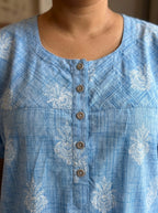 Blue Cotton Floral Plus Size Nightgown – Comfortable Sleepwear