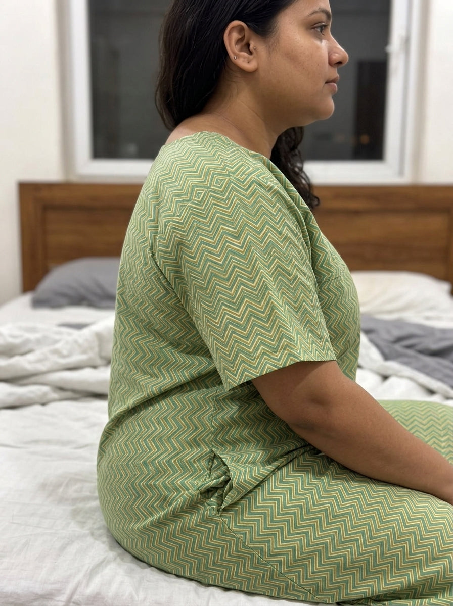 Green Cotton Floral Plus Size Nightgown – Comfortable Sleepwear