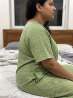 Green Cotton Floral Plus Size Nightgown – Comfortable Sleepwear