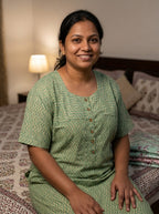 Green Cotton Floral Plus Size Nightgown – Comfortable Sleepwear