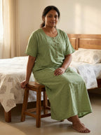 Green Cotton Floral Plus Size Nightgown – Comfortable Sleepwear