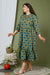 Plus Size Green Cotton Flared Frock Style A-Line-637