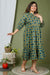 Plus Size Green Cotton Flared Frock Style A-Line-637