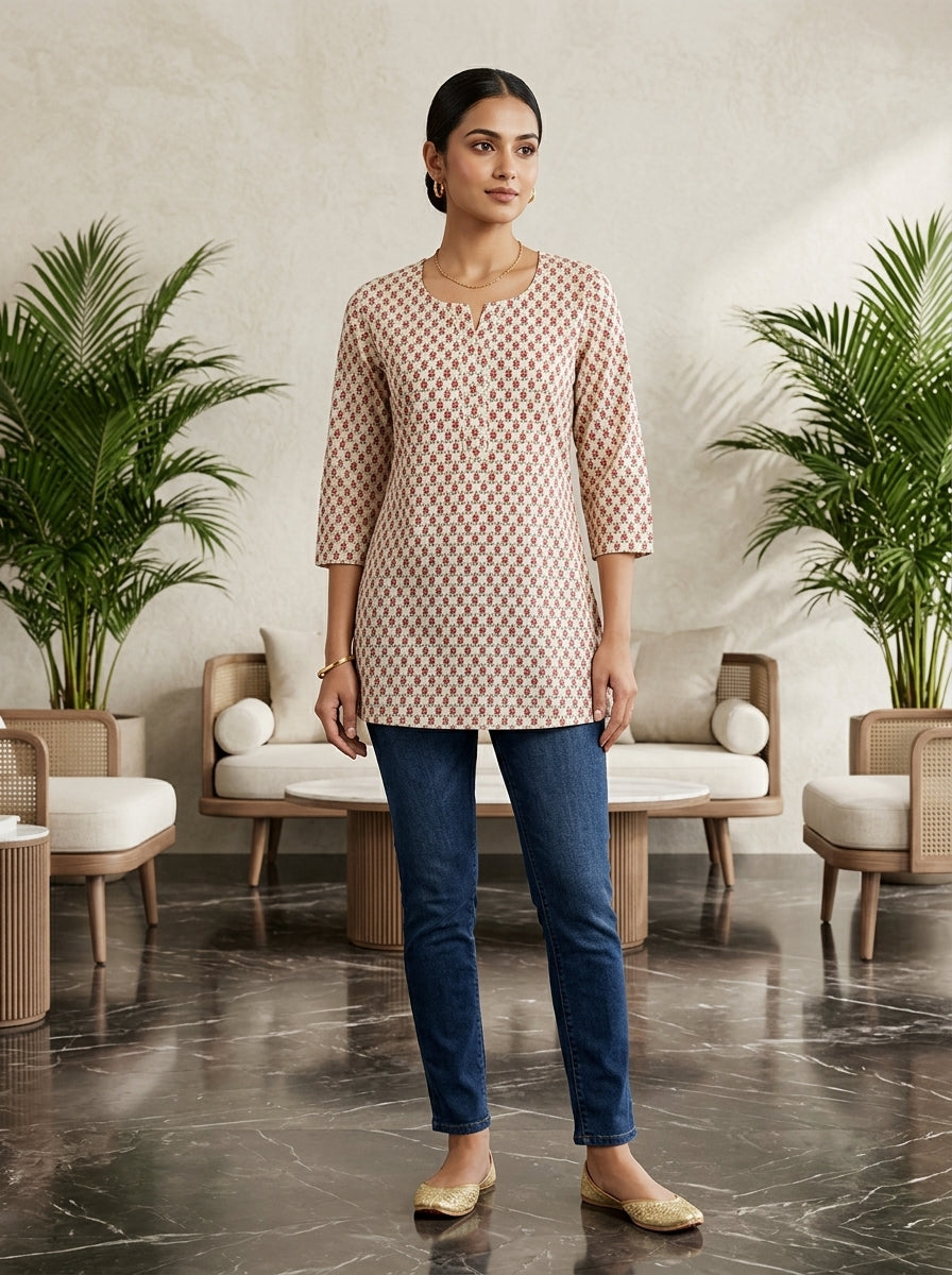 Printed Straight Short Kurti Top for Women Main image