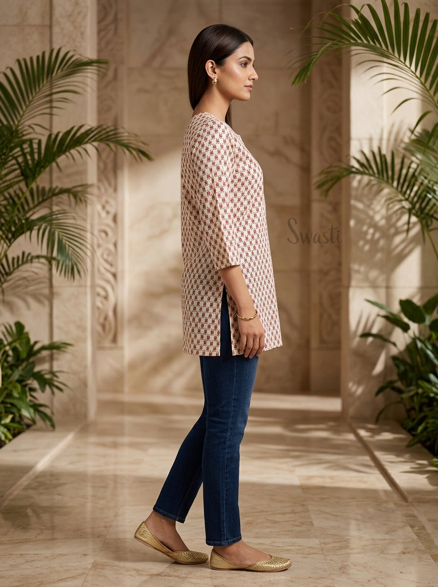 Printed Straight Short Kurti Top for Women