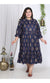 Plus Size Biue Cotton Flared Frock Style A-Line-600001-Blue
