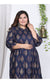 Plus Size Biue Cotton Flared Frock Style A-Line-600001-Blue