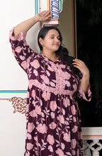 Plus Size Purple Cotton Flared Frock Style-600014
