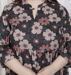 Plus Size Black Cotton Flared Frock Style-600019