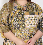 Plus Size Green Cotton Flared Frock Style-600028