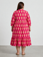 Plus Size Pink Cotton Flared Frock Style-600032