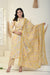 Yellow Muslin Floral Print Kurta Pant Set with Dupatta-800001