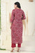 Red Muslin Floral Print Kurta Pant Set with Dupatta-800002