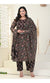 Plus Size Black Cotton Printed Kurta Pant Set with Dupatta-800004