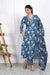 Hand Work Blue Cotton Printed Kurta Pant Set with Dupatta-800031