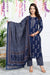 Hand Work Blue Cotton Printed Kurta Pant Set with Dupatta-800038