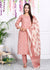 Hand Work Pink Cotton Printed Kurta Pant Set with Dupatta-800043