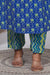 Navy Blue Cotton Printed Embroidered Kurta Pant Set with Dupatta-2336