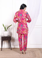 Regular Size Pink Cotton Floral Print Co-ord Set -AX-120017
