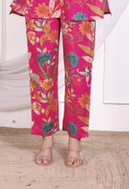Regular Size Pink Cotton Floral Print Co-ord Set -AX-120017
