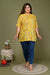 Plus Size Yellow Cotton Floral Print Short Kurta-650