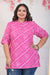 Pink  Plus Size Women Cotton Blend Leheriya Print Short Kurta-691