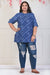 Navy Blue Plus Size Women Cotton Blend Leheriya Print Short Kurta-694