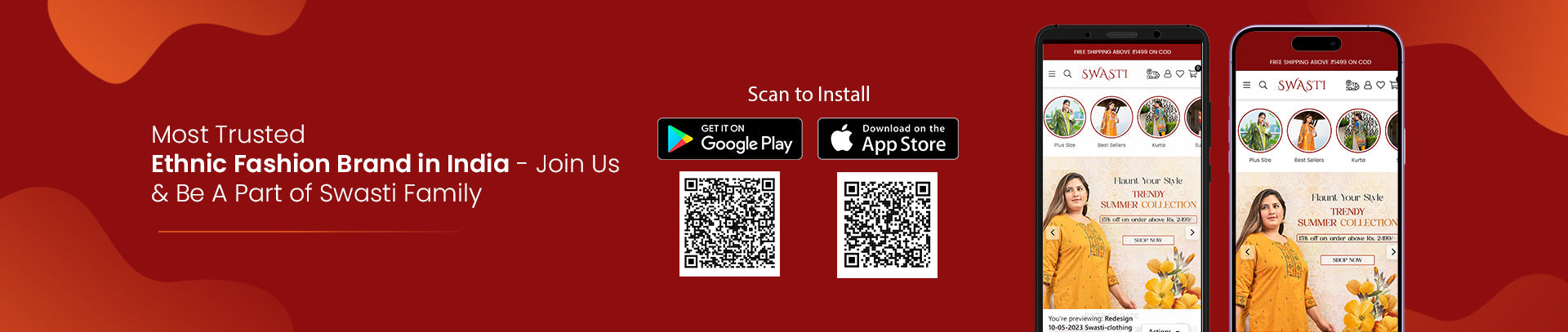 Bar codes to download swasti app from Google Play store and Apple App store