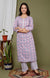 Purple Cotton Printed Kurta Pant Set with Dupatta-1027