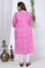 Plus Size Pink Cotton Blend Leheriya Print Straight Kurta-329