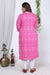 Plus Size Pink Cotton Blend  Bandhani Print Straight Kurta-381