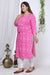 Plus Size Pink Cotton Blend  Bandhani Print Straight Kurta-381