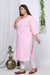 Plus Size Pink Cotton Blend Bandhani Print Straight Kurta-533
