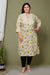 Plus Size Yellow Cotton Blend Floral Print Straight Kurta-680