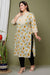Plus Size Yellow Cotton Blend Floral Print Straight Kurta-680