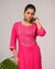 Pink Cotton Blend Embroidered Straight Kurta-246