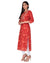 Red Cotton Floral Print Straight Embroidered Kurta-327