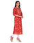 Red Cotton Floral Print Straight Embroidered Kurta-327